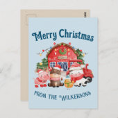 Kute kerstvee op lichtblauw blauw briefkaart (Voorkant / Achterkant)