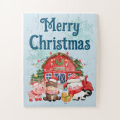 Kute kerstvee op lichtblauw blauw legpuzzel (Verticaal)