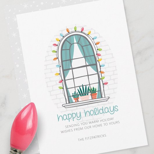 Kute kerstvenster flatfeestdag Kaart