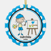 Kute kerstversier Little Artist Keramisch Ornament (Voorkant)