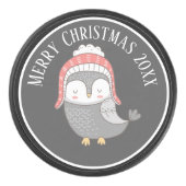 Kute kerstvogel met Winter Pet Illustratie Hockey Puck (Voorkant)