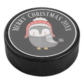 Kute kerstvogel met Winter Pet Illustratie Hockey Puck (3/4)