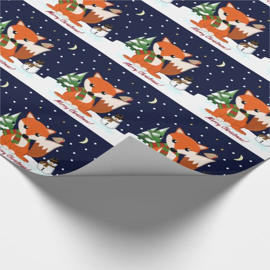 Kute kerstvos en aangepaste tekst cadeaupapier (Hoek)