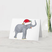 Kute kerstwitte olifant in Santa Hat Feestdagen Kaart (Voorkant)