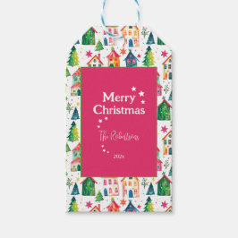 Kute kerstwoningen cadeaulabel