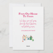 Kute kerstwoningen feestdagenkaart (Achterkant)