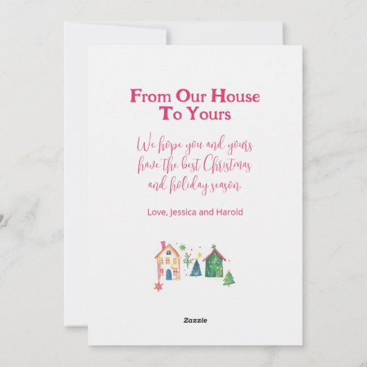 Kute kerstwoningen feestdagenkaart (Achterkant)