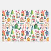 Kute kerstwoningen inpakpapier vel (Voorkant)
