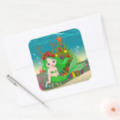 Kute kerstzeemaasboom vierkante sticker (Envelop)