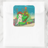 Kute kerstzeemaasboom vierkante sticker (Tas)