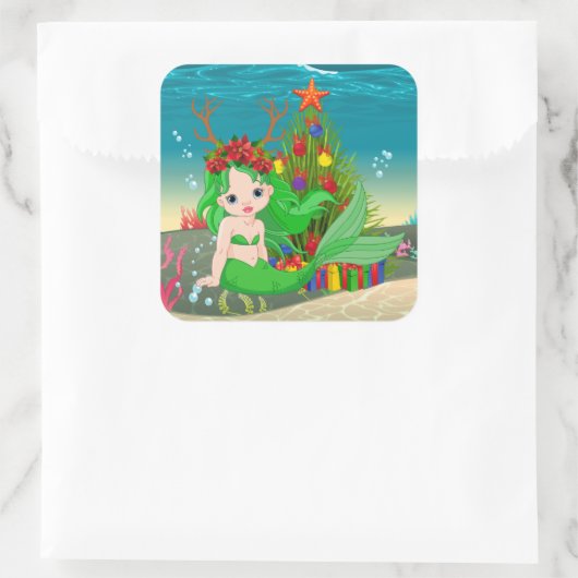 Kute kerstzeemaasboom vierkante sticker (Tas)