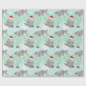Kute kerstzegel cadeaupapier (Vlak)