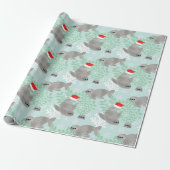 Kute kerstzegel cadeaupapier (Uitgerold)