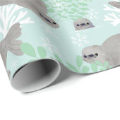Kute kerstzegel cadeaupapier (Rol Hoek)