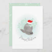 Kute kerstzegel feestdagenkaart (Voorkant / Achterkant)