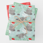 Kute kerstzegel inpakpapier vel (In situ)