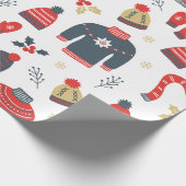 Kute kerstzweten en Petten Patroon Cadeaupapier (Hoek)