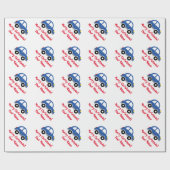 Kute kind blauw speelgoed op kerstavond cadeaupapier (Vlak)