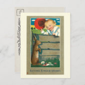 Kute  Kind en Pasen Bunny Briefkaart (Voorkant / Achterkant)