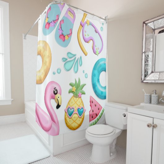 Kute Kind Tropical Beach Theme Showgordijn Douchegordijn (In situ)