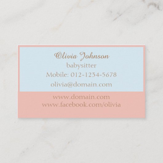Kute Kinder Babysitter Pastel Color Visitekaartje (Achterkant)