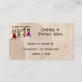 Kute Kinder Cartoon Holding Speech Words Business  Visitekaartje
