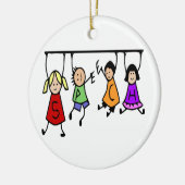 Kute Kinder Cartoon Holding Speech Words Keramisch Ornament (Links)