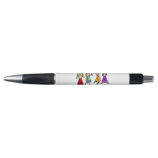 Kute Kinder Cartoon Holding Speech Words Pen (Voorkant)