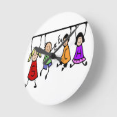 Kute Kinder Cartoon Holding Speech Words Ronde Klok (Hoek)