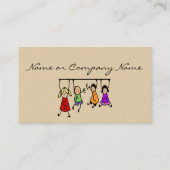 Kute Kinder Cartoon Holding Speech Words Visitekaartje (Achterkant)