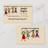 Kute Kinder Cartoon Holding Speech Words Visitekaartje (Voorkant / Achterkant)