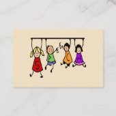 Kute Kinder Cartoon Holding Speech Words Visitekaartje (Achterkant)