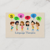 Kute Kinder Cartoon Holding Speech Words Visitekaartje (Achterkant)