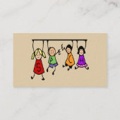 Kute Kinder Cartoon Holding Speech Words Visitekaartje (Achterkant)