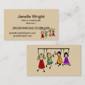 Kute Kinder Cartoon Holding Speech Words Visitekaartje (Voorkant / Achterkant)