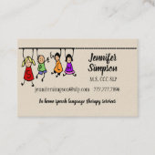 Kute Kinder Cartoon Holding Speech Words Visitekaartje (Voorkant)