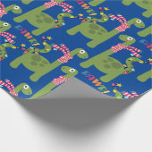 Kute Kinder Dinosaur Kerstmis Cadeaupapier (Hoek)