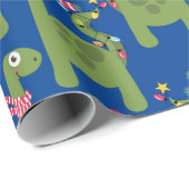 Kute Kinder Dinosaur Kerstmis Cadeaupapier (Rol Hoek)