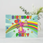 Kute Kinder dinosaurusfeest Kaart (Staand voorkant)