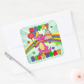 Kute Kinder dinosaurusverjaardag Vierkante Sticker (Envelop)
