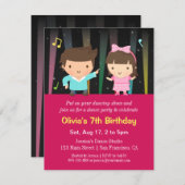 Kute Kinder Disco Lights Dance Birthday Party Kaart (Voorkant / Achterkant)