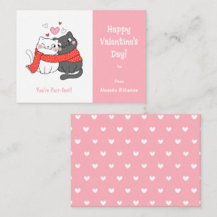 Kute Kinder Gesponnen Cat Valentijnsdag Roze Notitiekaartje
