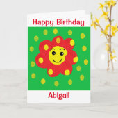 Kute Kinder glimlach van het loopvlak Aanhouddag Kaart (Gele Bloem)