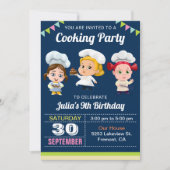 Kute Kinder Koking Baking Birthday Party nodigt ui Kaart (Voorkant)