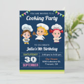 Kute Kinder Koking Baking Birthday Party nodigt ui Kaart (Staand voorkant)