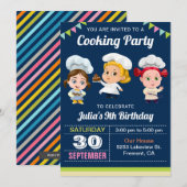Kute Kinder Koking Baking Birthday Party nodigt ui Kaart (Voorkant / Achterkant)