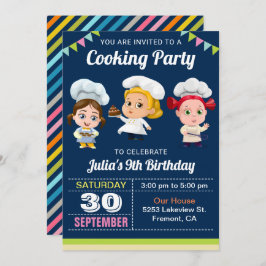 Kute Kinder Koking Baking Birthday Party nodigt ui Kaart