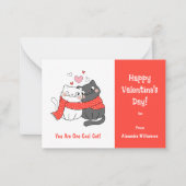 Kute Kinder kool kat Valentijnsdag Red Notitiekaartje (Voorkant)
