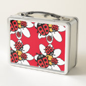 Kute Kinder ladybird Family Metal Lunch Box (Achterkant)