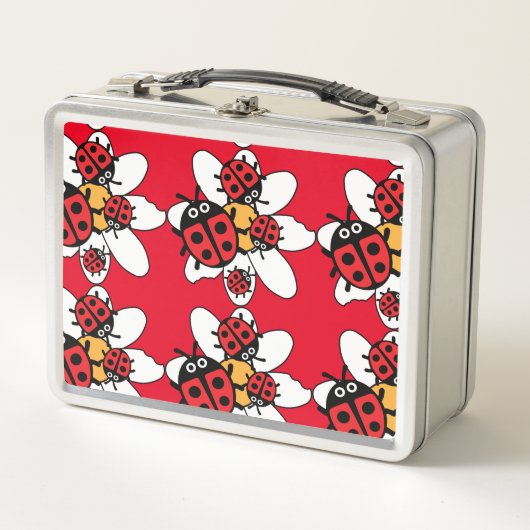 Kute Kinder ladybird Family Metal Lunch Box (Voorkant)